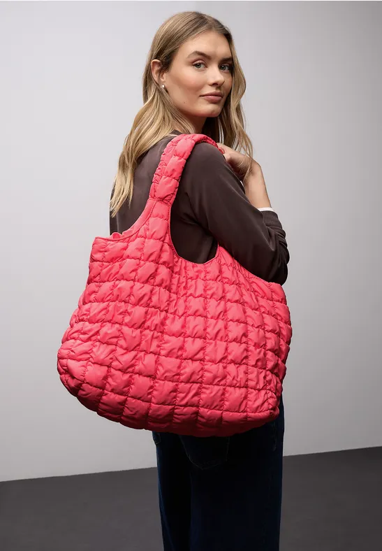 Gewatteerde shopper striking coral