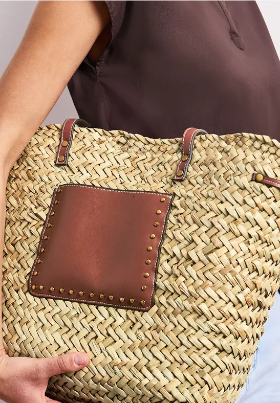 Tasche in geflochtener Korb-Optik soft sand