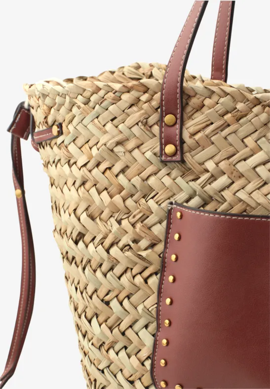 Tasche in geflochtener Korb-Optik soft sand