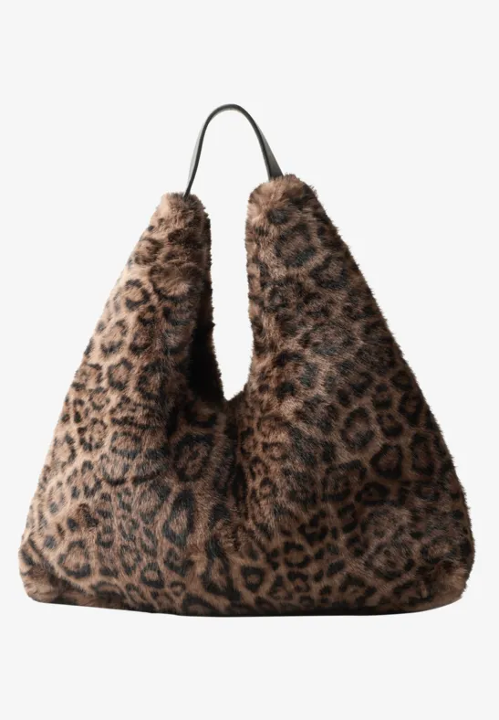 Tasche aus Fake Fur mit Leomuster Black