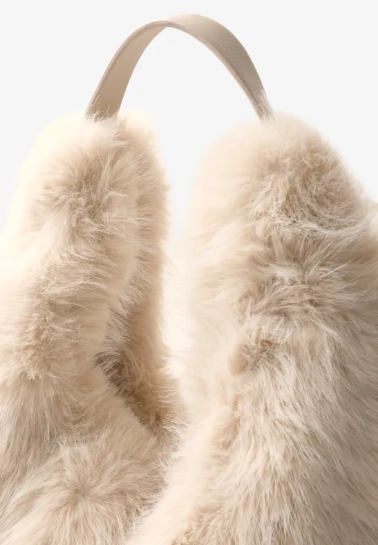 Tasche in Unifarbe aus Fake Fur smooth stone sand