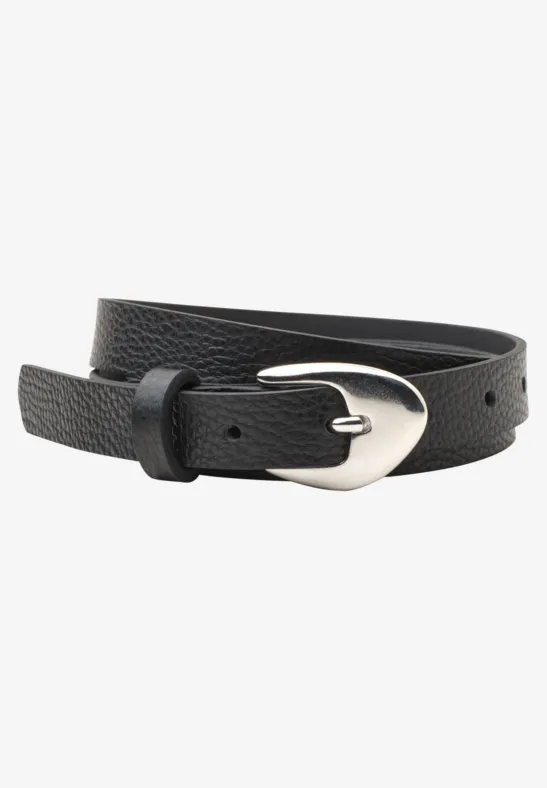 Ceinture fine avec boucle décorative Black