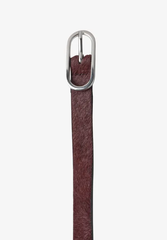 Schmaler Gürtel mit Fell rustic rouge
