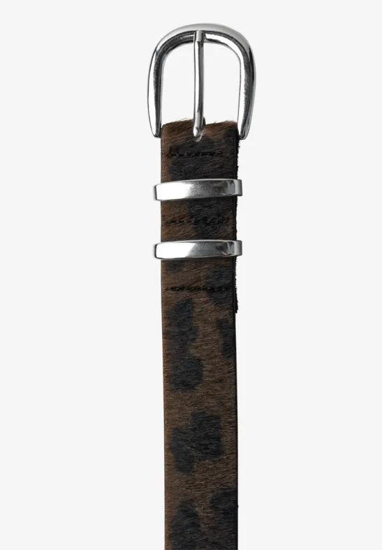 Gürtel mit Fell und Leo-Muster auburn brown