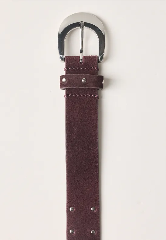Veloursriem met studs rustic rouge