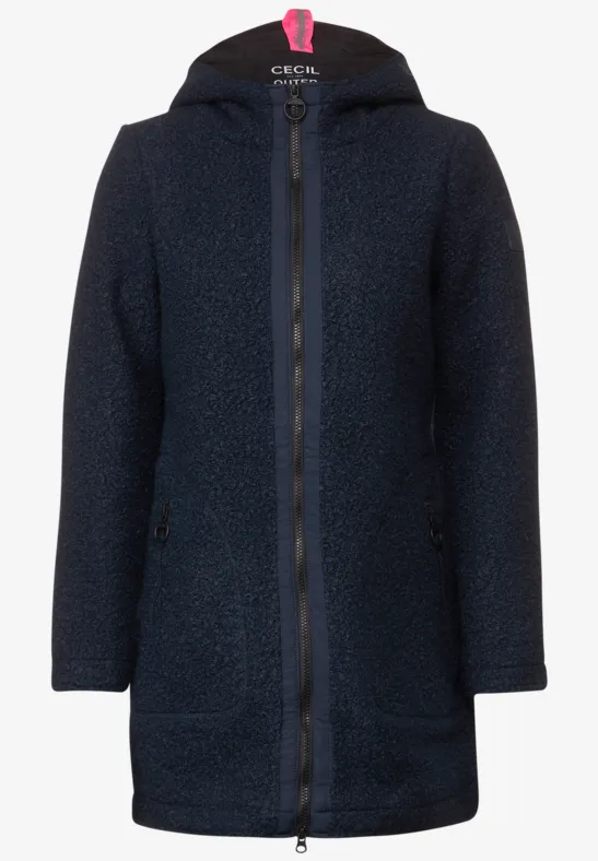 Mantel in Curly Wolloptik deep blue