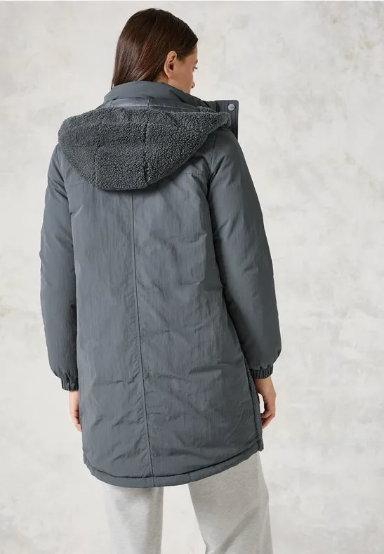 Lange Materialmix-Jacke grey fusion