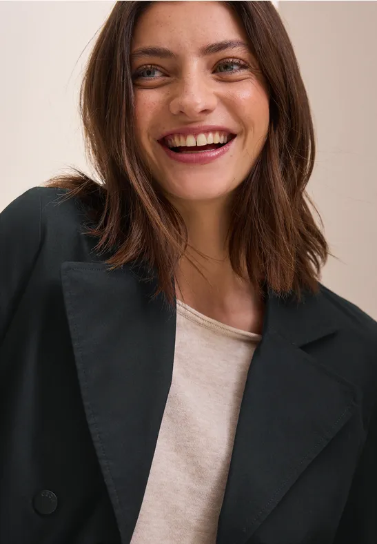 Trench-coat court Black