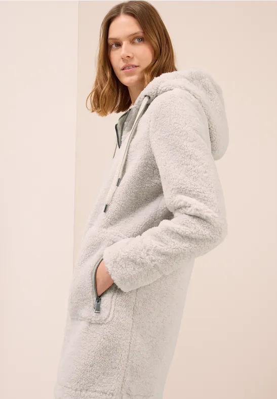 Manteau Teddy avec capuche teddy vanilla white