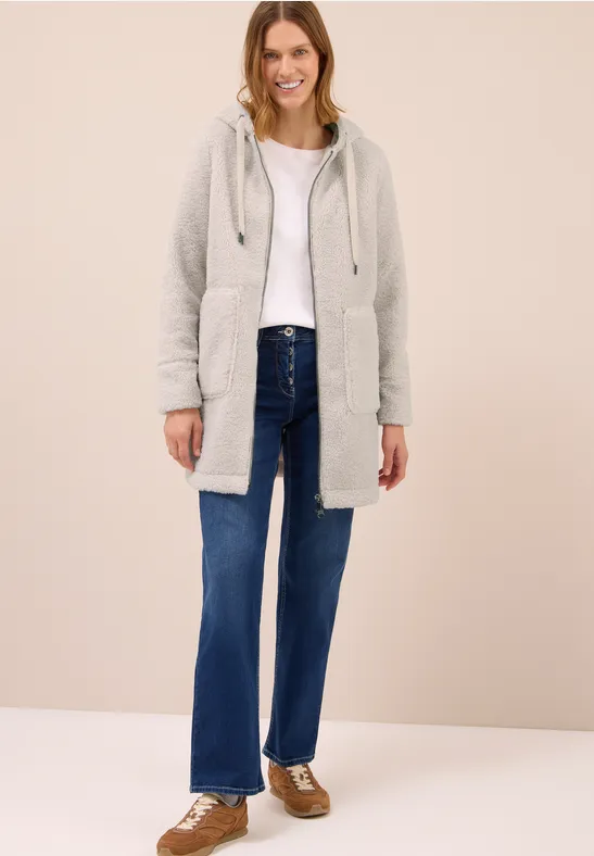 Manteau Teddy avec capuche teddy vanilla white