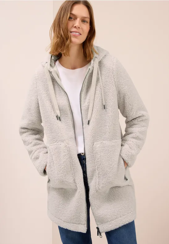 Manteau Teddy avec capuche teddy vanilla white