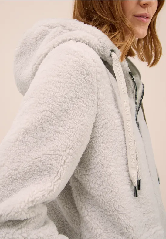 Manteau Teddy avec capuche teddy vanilla white