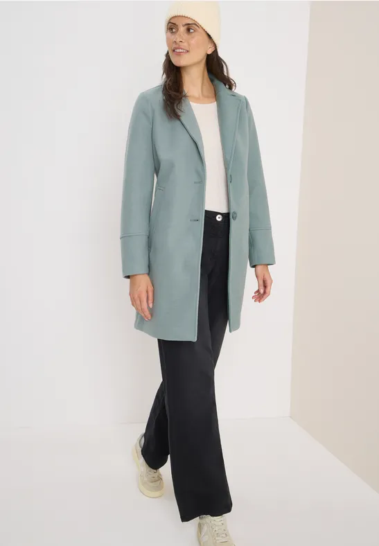 Woll-Optik Revers-Mantel ice hill green