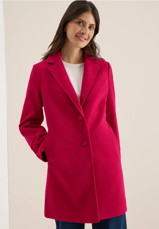 Woll-Optik Revers-Mantel beaujolais red