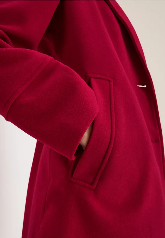 Woll-Optik Revers-Mantel beaujolais red