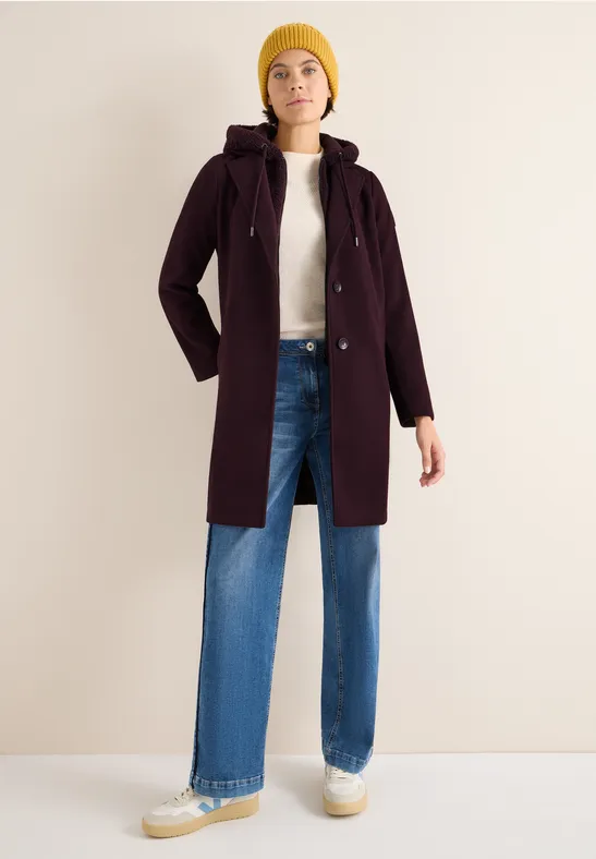Manteau avec incrustation de nounours dark plum