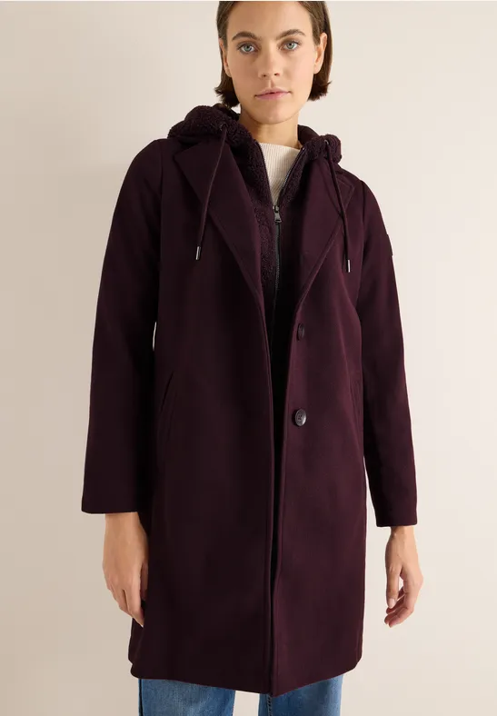 Manteau avec incrustation de nounours dark plum