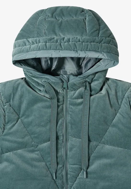 Puffer Mantel mit Cordmix ice hill green