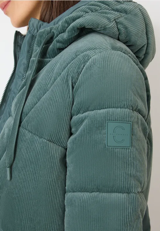 Puffer Mantel mit Cordmix ice hill green