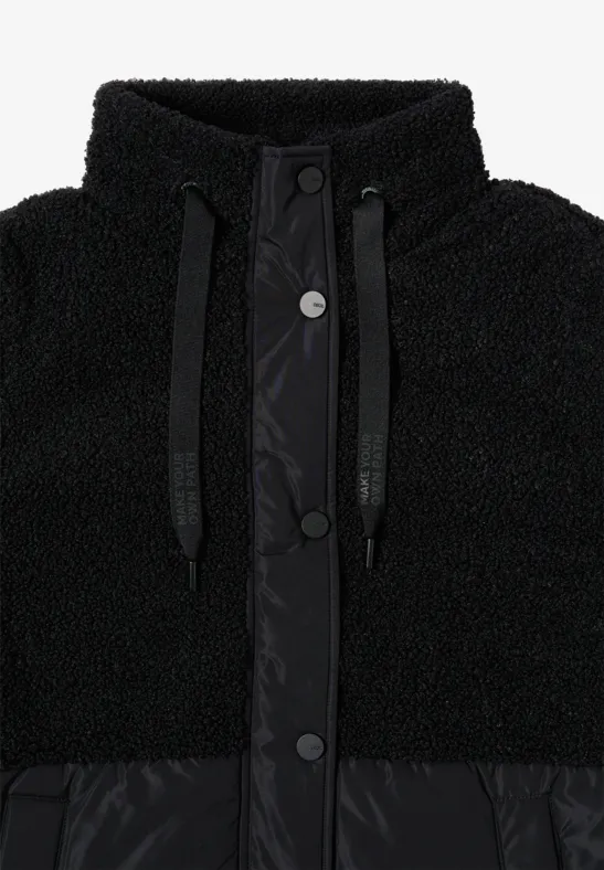 Teddy Mantel mit Strukturmix Black