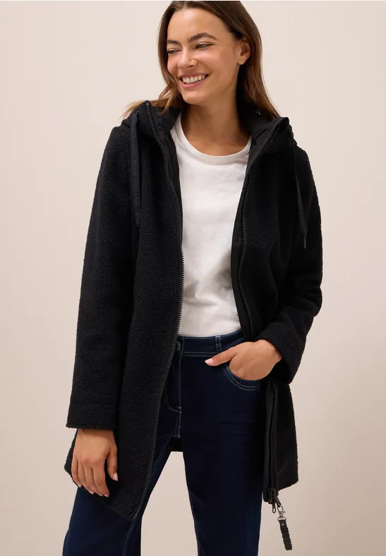 Manteau en optique laine Black