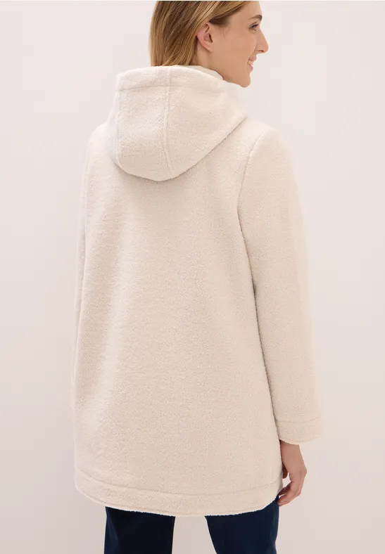 Manteau en optique laine teddy vanilla white