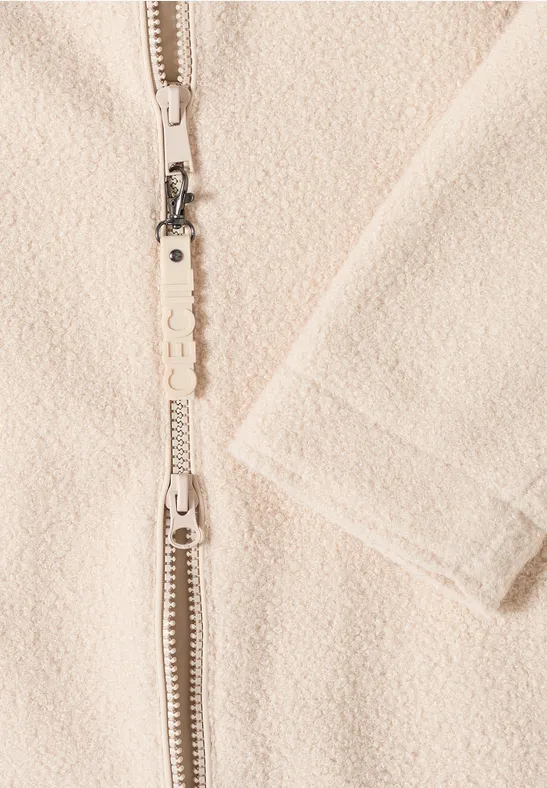 Manteau en optique laine teddy vanilla white