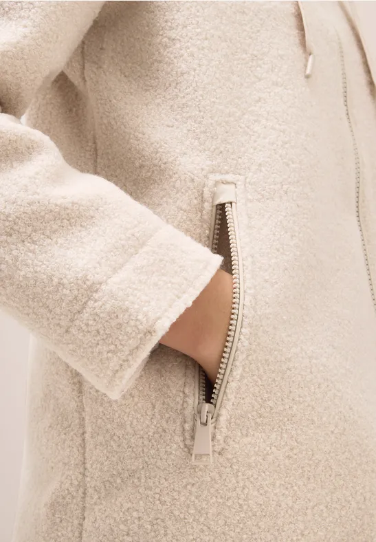 Manteau en optique laine teddy vanilla white