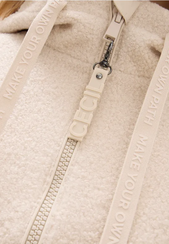 Manteau en optique laine teddy vanilla white