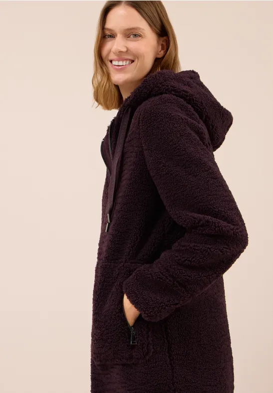Manteau Teddy avec capuche dark plum