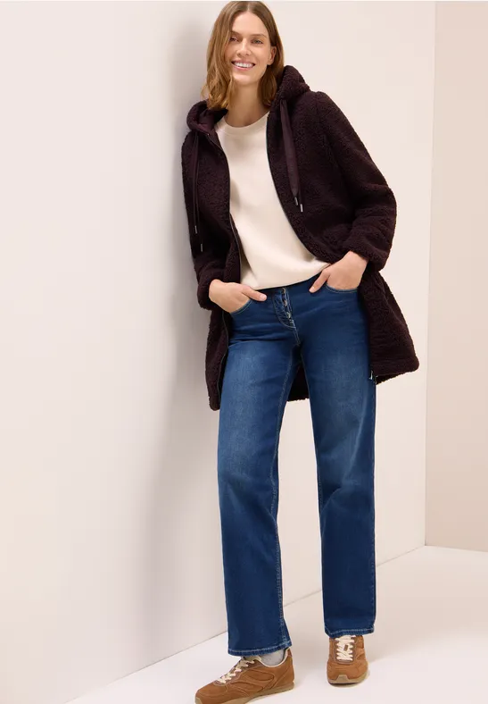 Manteau Teddy avec capuche dark plum