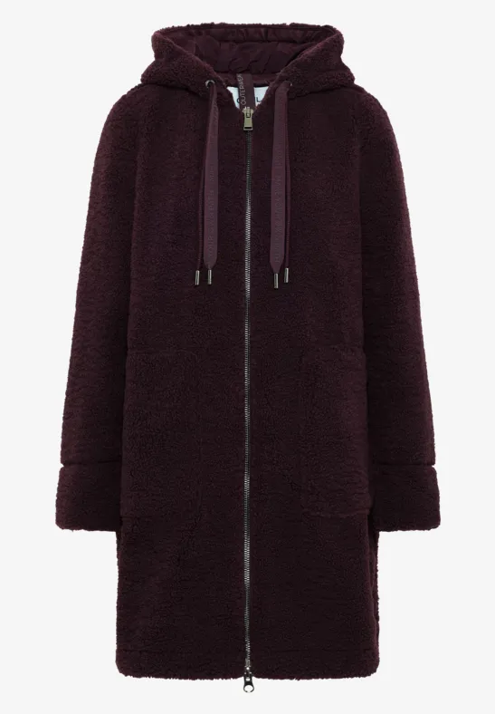 Manteau Teddy avec capuche dark plum