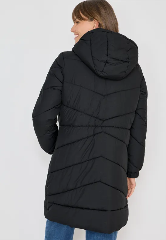 Steppmantel mit Kapuze Black