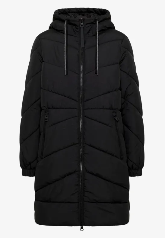 Steppmantel mit Kapuze Black