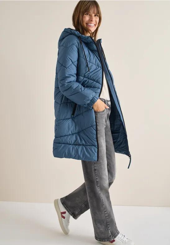 Steppmantel mit Kapuze moonstone blue