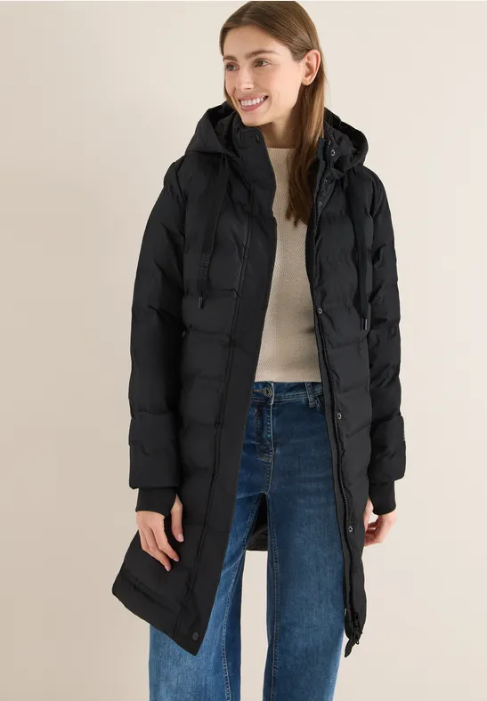 Mantel mit verklebten Nähten Black