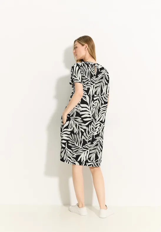 Robe imprimée en lin majoritaire Black
