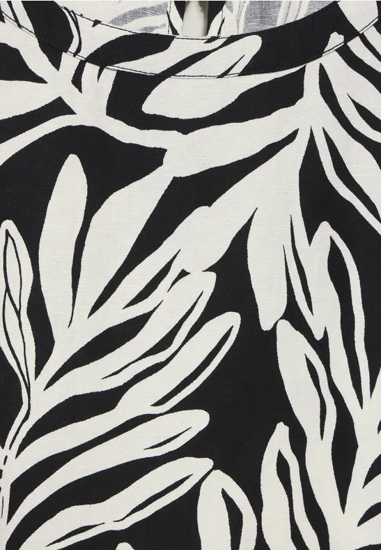Robe imprimée en lin majoritaire Black