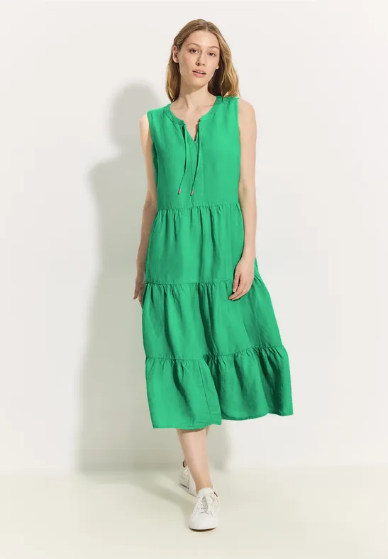 Leinenmix Kleid mit Volants juicy apple green