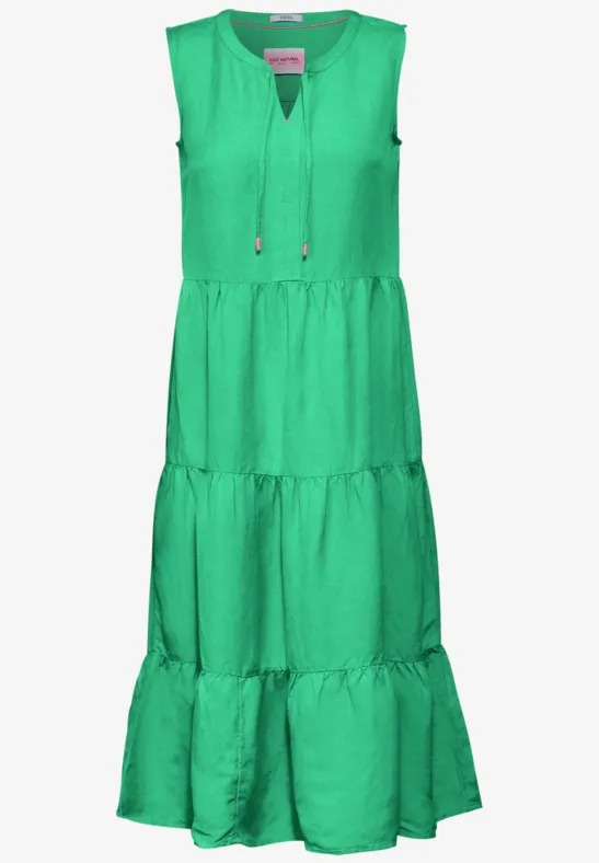 Leinenmix Kleid mit Volants juicy apple green