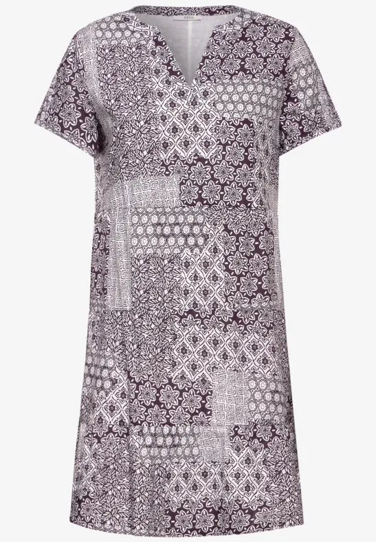 Robe à imprimé patchwork aubergine red