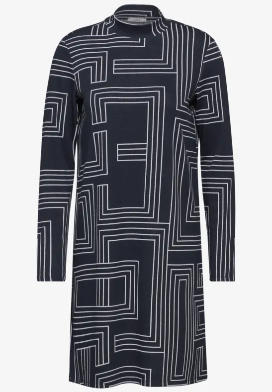 Knielanges Jaquard-Kleid deep petrol