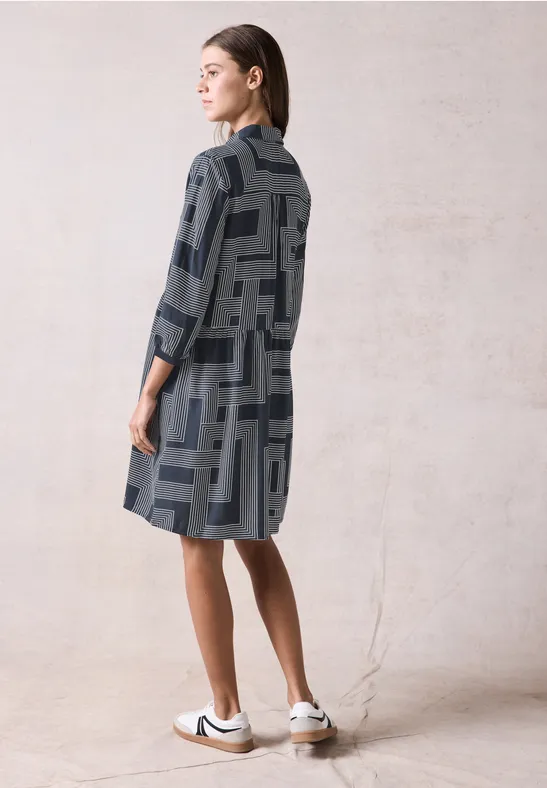 Bedrucktes Kleid deep petrol