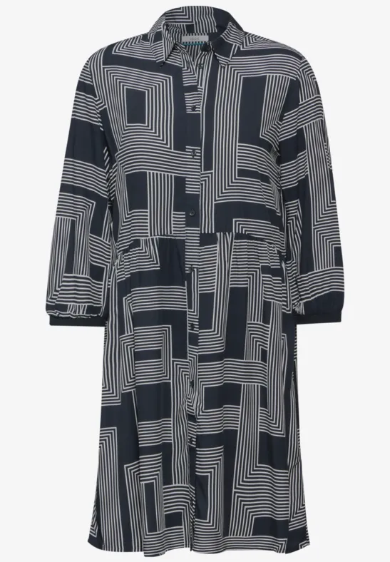 Bedrucktes Kleid deep petrol