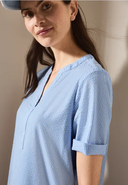 Seersucker Kleid aster blue