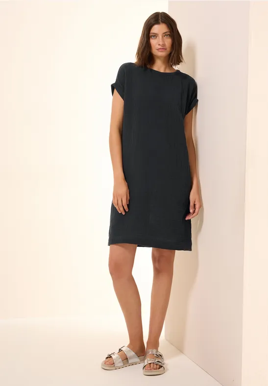 Robe en mousseline de soie unie Black