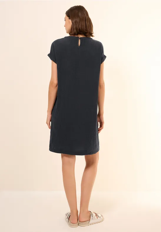 Robe en mousseline de soie unie Black