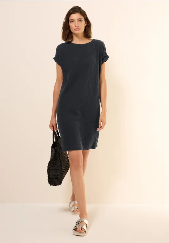Robe en mousseline de soie unie Black