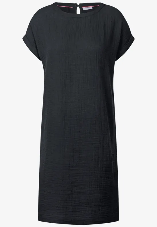Robe en mousseline de soie unie Black