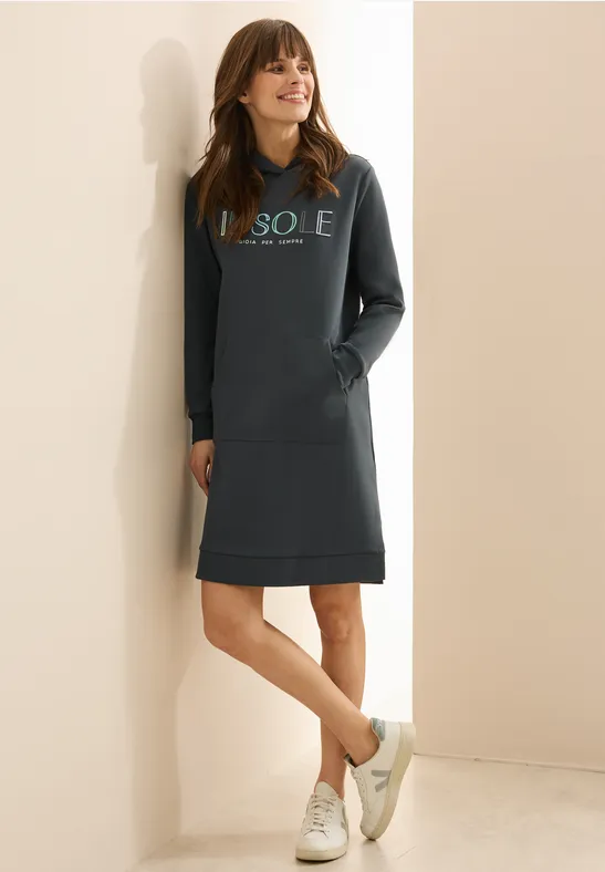Robe à capuche avec broderie slate khaki